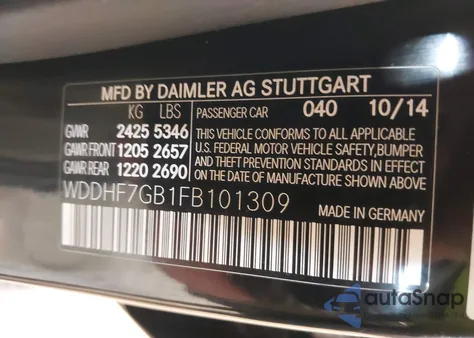 2015 Mercedes-Benz E 63 Amg S 4Matic из США, поврежденный, VIN WDDHF7GB1FB101309